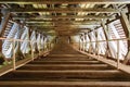 Wooden attic of Bunesti Medieval Fortified Church, Bodendorf, Transylvania, Romania Royalty Free Stock Photo