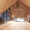 wooden attic interior and nature background Royalty Free Stock Photo