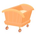 Wooden baby cot icon, cartoon style