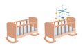 Wooden baby cradle clipart vector design illustration Royalty Free Stock Photo