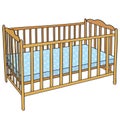 Wooden baby crib vector illustration