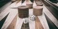 Wooden backgammon board. 3d illustration