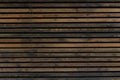 Wooden background of brown boards. Horizontal wooden slats. The texture of the wooden wall. Narrow wood planks