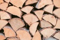 Wooden background - closeup. Firewood for the winter, stacks of firewood, pile of firewood. Firewood prepared for winter. Royalty Free Stock Photo
