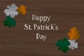 Wooden background and clover on St. Patrick's day Royalty Free Stock Photo