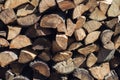 Wooden background. Firewood for the winter, stacks of firewood, pile of firewood. Royalty Free Stock Photo