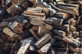 Wooden background. Firewood for the winter, stacks of firewood, pile of firewood. Royalty Free Stock Photo