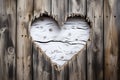 Wooden background with heart-shaped hole, rustic wood texture. Farmhouse shabby chic style Royalty Free Stock Photo