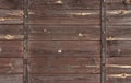 Wooden background with a metallic decorations.