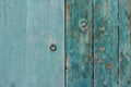 Wooden background of two different shutters of green-blue wood Royalty Free Stock Photo
