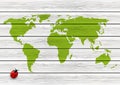 Wooden background with World map Royalty Free Stock Photo