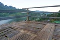 Wooden balcony was built over the cliff in the nature environment at Thailand. Royalty Free Stock Photo