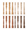 Wooden balustrade pillar set, cartoon brown baluster columns for decor collection