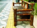 wooden bamboo bench as public facility Royalty Free Stock Photo