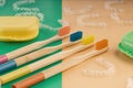 Wooden bamboo eco friendly toothbrush, orthodontic cage and transparent dental braces