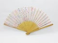 Wooden Bamboo Silk Folding Fan Chinese Japanese Vintage Retro Style Handmade Silk Floral Pattern Hand Fan with a Fabric Sleeve 05 Royalty Free Stock Photo
