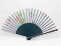 Wooden Bamboo Silk Folding Fan Chinese Japanese Vintage Retro Style Handmade Silk Floral Pattern Hand Fan with a Fabric Sleeve 30 Royalty Free Stock Photo