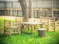 Wooden bamboo table set i