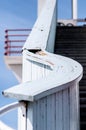 Wooden banister of a lighthouse, details of finnish design