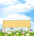 A Wooden Banner in Flower Garden