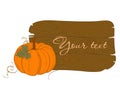 Wooden Banner with Pumpkin