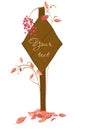 Wooden Banner with viburnum tree