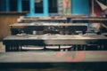 Wooden bar racks of an abandoned cafe on the street Royalty Free Stock Photo