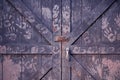 Wooden barn doors with handprints