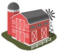 Wooden barn house illustration in cartoon style. Vector illustration