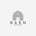 Wooden Barn Line Art Logo Vector Design Illustration, Barn House Icon, Agriculture, Livestock Company