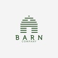 Wooden Barn Line Art Logo Vector Design Illustration, Barn House Icon, Agriculture, Livestock Company