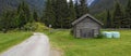 Wooden barn on a meadow