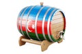 Wooden barrel with Azerbaijani flag, 3D rendering