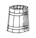 Wooden barrel. Beer, wine cask. Outline hand drawing. Isolated vector object on white background Royalty Free Stock Photo