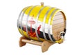 Wooden barrel with Bruneian flag, 3D rendering Royalty Free Stock Photo