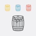 Wooden barrel with honey. Line icon.