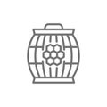 Wooden barrel with honey line icon.