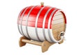 Wooden barrel with Indonesian, Monacan flag, 3D rendering