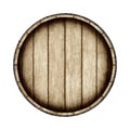 Wooden barrel isolated on white background, top view. 3d rendering.