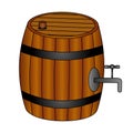 Wooden barrel. Keg of beer. Fresh foamy drink. Colored vector illustration. Isolated background. Saint Patrick Day. Royalty Free Stock Photo