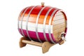 Wooden barrel with lesbian flag, 3D rendering