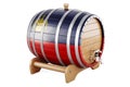 Wooden barrel with Liechtensteiner flag, 3D rendering