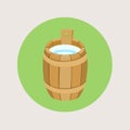 Wooden barrel with milk flat design