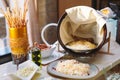Wooden barrel with sauerkraut served with breadsticks Royalty Free Stock Photo