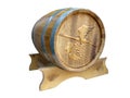 Wooden barrel for wine isolated over white Royalty Free Stock Photo