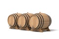 Wooden barrels arrayed with perspective view