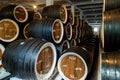 Wooden barrels at cognac factory Royalty Free Stock Photo