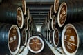 Wooden barrels at cognac factory Royalty Free Stock Photo