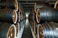 Wooden barrels at cognac factory Royalty Free Stock Photo