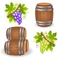 Wooden Barrels And Grape